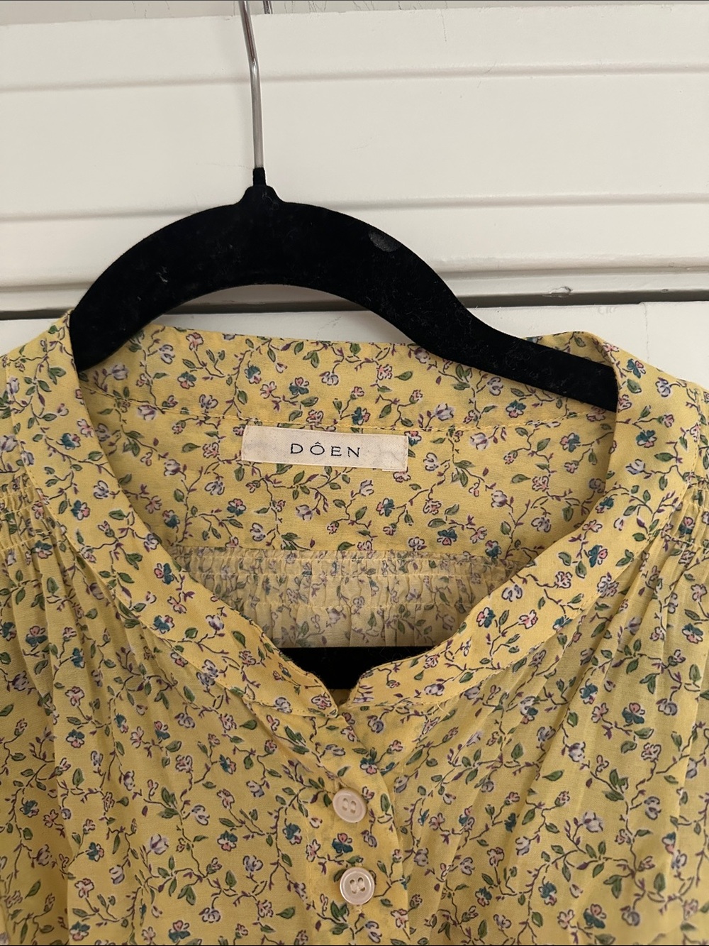 DOEN Light Yellow Floral Button-Up Blouse - Picture 5 of 8